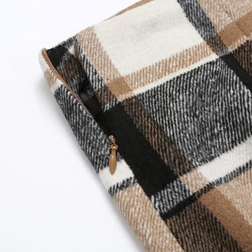 Mywinway Women's Plaid High Waist A-Line Skirt Fall Winter