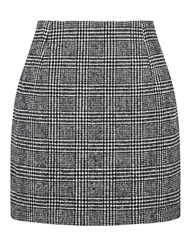 High Waist Plaid Bodycon Pencil Skirt — Grid Black
