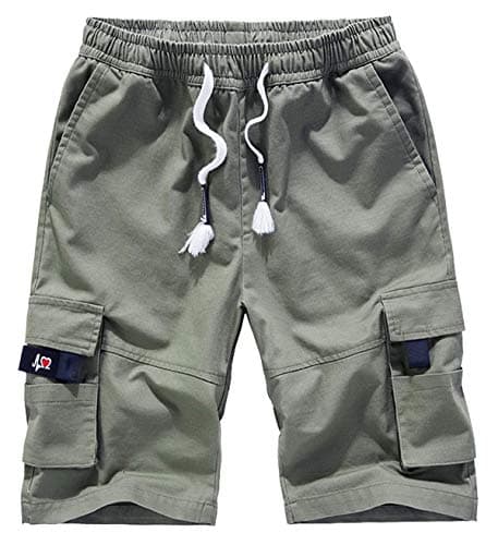 VTUAOL Men's Cargo Shorts with Elastic Waist and Multiple Pockets — A-army Green