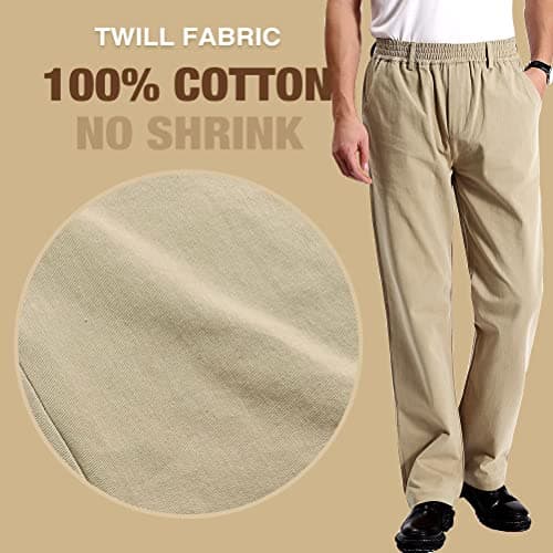 Casual Elastic Waist Twill Pants for Men by IDEALSANXUN