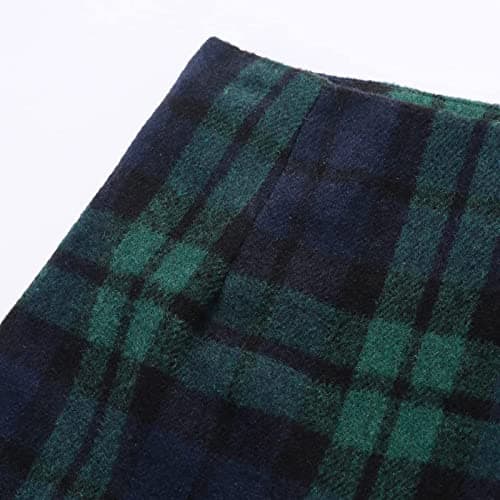 Elegant Wool Plaid Skirt HighWaisted Casual FallWinter Hip Cover