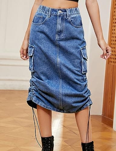 Cargo Denim Skirt for Women