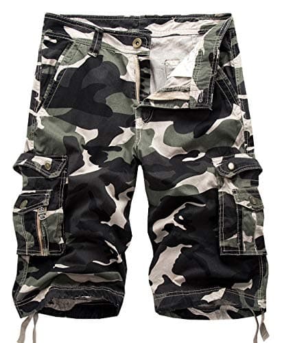 Men's Multi-Pocket Cargo Shorts — Camo-grey