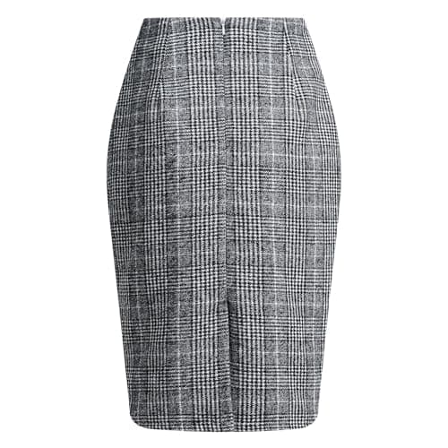 Womens High Waist Plaid Wool Bodycon Mini Skirt Slit