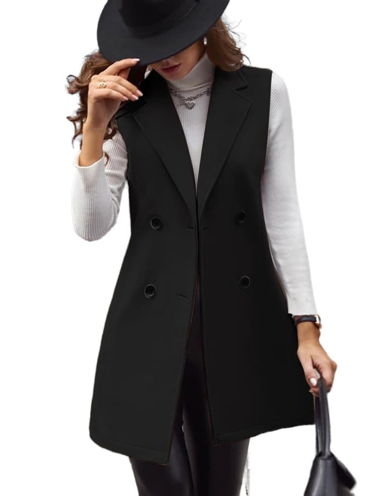 Women's Long Wool Vest for Fall and Winter