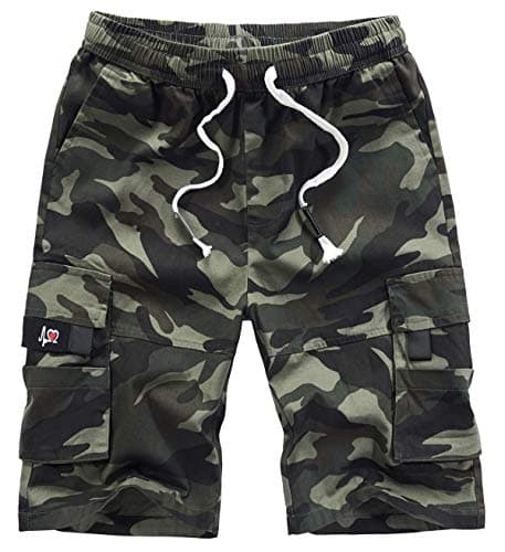 VTUAOL Men's Cargo Shorts with Elastic Waist and Multiple Pockets — A-cp Camo