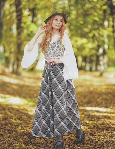 Victorian Plaid Maxi Skirt for Women