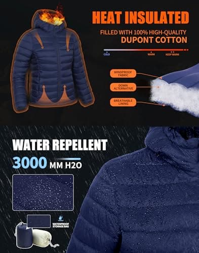 Women's Lightweight Water-Repellent Puffer Jacket with Hood for Pioneer Camp