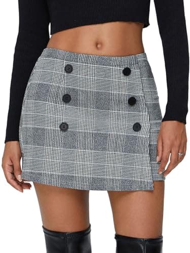 Plaid Bodycon Mini Skirts for Women: Trendy Winter Y2K Fashion — Grey