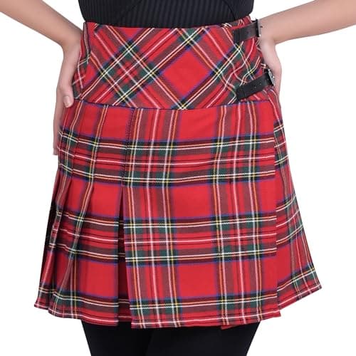 Highland Redstone Women's Plaid Mini Kilt Skirt in Traditional Touch — Royal Stewart