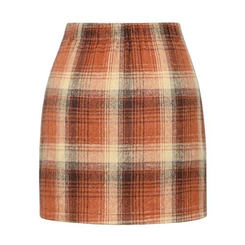 American Trends Women's Plaid High Waist Pencil & Bodycon Mini Skirt