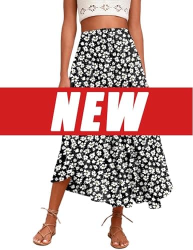 Zeagoo Women's High-Waisted Elastic Midi Skirt with Brown Leaf Print XXL — Pa108