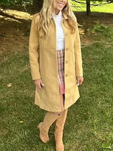 Jenkoon Women's Wool Trench Coat Winter Long Overcoat