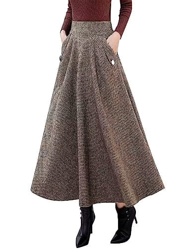 Ylingjun Warm Elastic High-Waisted Wool Skirt — Khaki