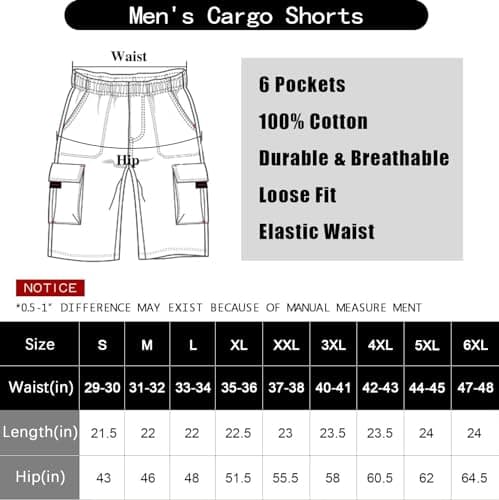 ELETOP Men's Cargo Shorts With Elastic Waist