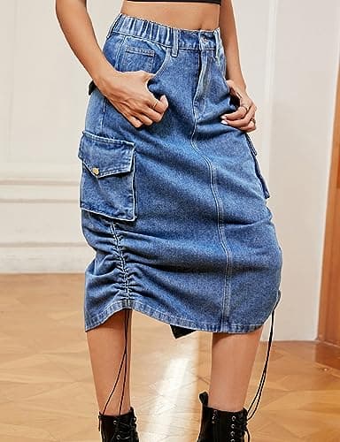 Cargo Denim Skirt for Women