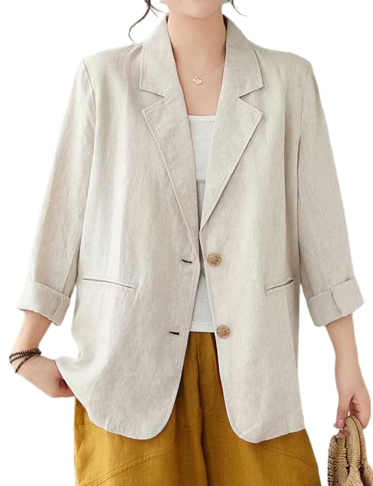 Cotton Linen Blazer for Women - Spring Summer 2024