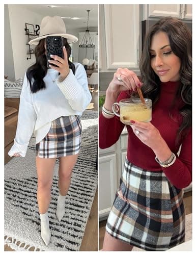 UANEO High Waisted Plaid Mini Skirt for Women