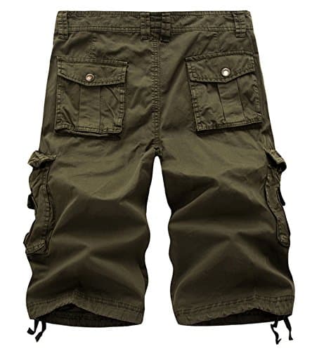 HODZAIW Mens Outdoor Camouflage Cargo Shorts with Multiple Pockets — Army Green