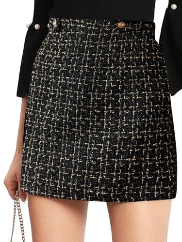 Floerns Women's Plaid High Waist Mini Skirt — Black Dull