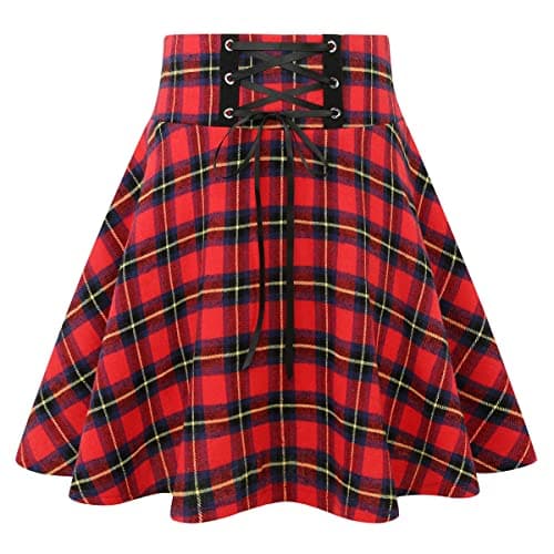 2024 Gothic Plaid Mini Skirts for Women - Short High Waist — Plaid Red New