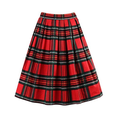 Taydey Vintage Pleated A-Line Skirts for Women