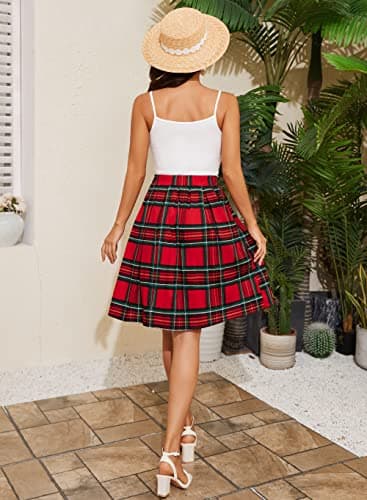 Taydey Vintage Pleated A-Line Skirts for Women