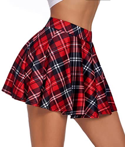 Avidlove Plaid High Waist A-Line Mini Skirt for Schoolgirl