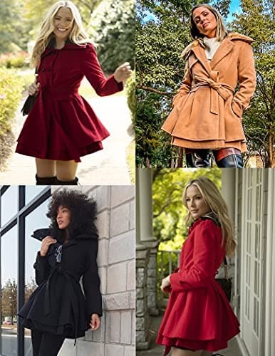 Zeagoo Women's Faux Fur Trench Coat Winter Warm Double-Breasted Jacket S-2XL