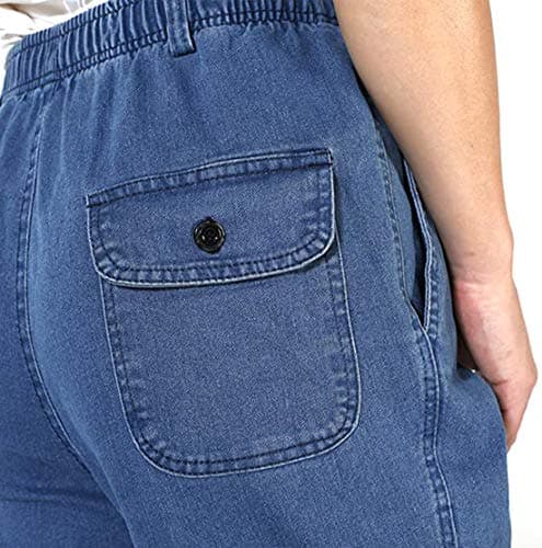 Men's Elastic Waist Denim Jeans for Casual Comfort