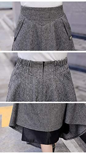 Women's High Waisted Wool Plaid A-line Long Skirt for Fall/Winter