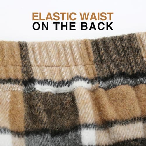 Womens Wool Plaid Mini Skirt with High Elastic Waist for Fall/Winter