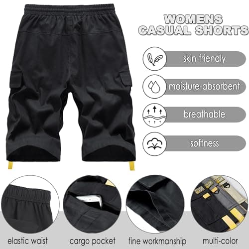 XinYangNi Men's Cargo Shorts Elastic Waist Casual Outdoor Lightweight Work Shorts Multi-Pockets