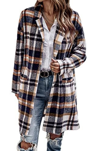 PrettyGarden Women's Plaid Winter Jacket With Pockets — Brown