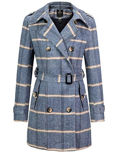 Women's Double Breasted Winter Trench Coat with Belt by Wantdo