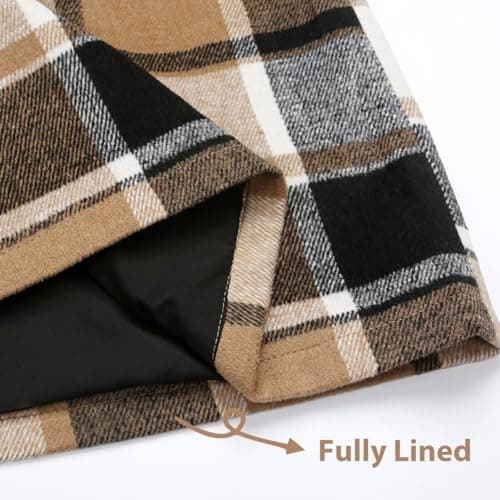 CYCLAMEN Women's High Waisted Wool A Line Midi Plaid Skirt