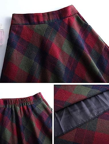 Vintage High Waist Plaid A-Line Maxi Skirt for Women