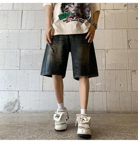 Ponitrack Jorts Women's Vintage Acid-Washed Baggy Grunge Fashion Casual Wide Leg Pants