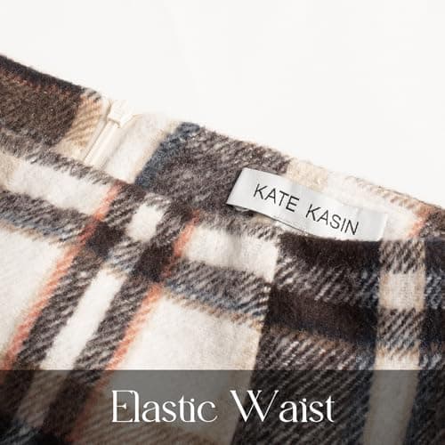 Women's High-Waist Wool Plaid Pencil Skirt for Fall and Winter