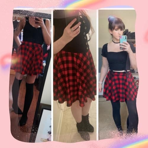 PUKAVT Women's A-Line Mini Flared Stretchy Skater Party Skirt