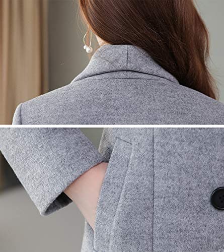 Chic Women's Double Breasted Wool Pea Coat with Shawl Collar