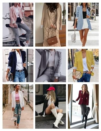Women's Open Front Blazer Jackets with Pockets