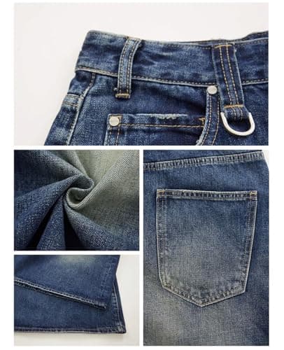 Chmnigma Wide Leg Low Waist Cropped Jeans for Men & Women Grunge Summer Denim Pants