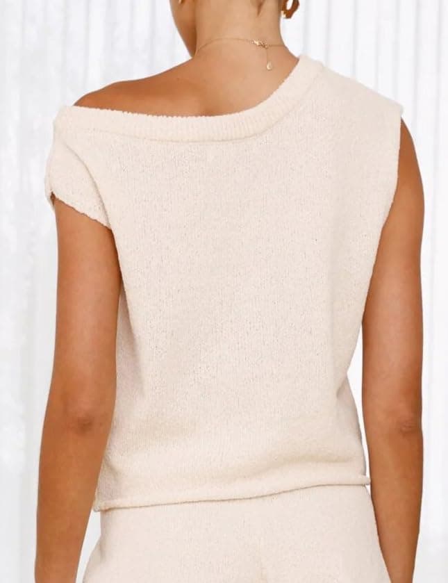 IDESANXUN Women's Off-Shoulder Sleeveless Knit Vest Top Trendy Summer Casual