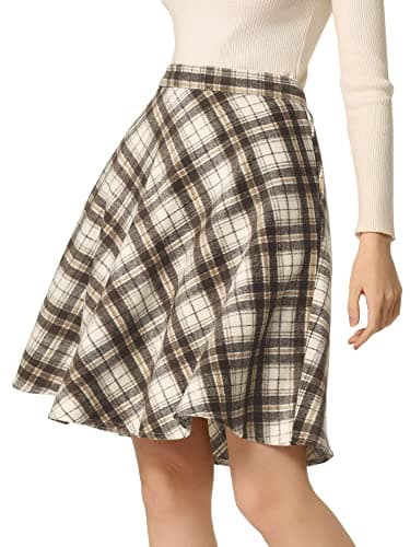 Women's Plaid Elastic Waist Knee Length Skirt
