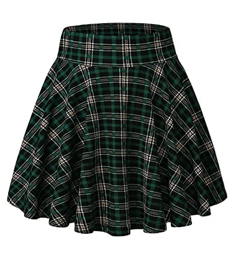 DJT Women's Flared Pleated Mini Skater Skirt with Shorts