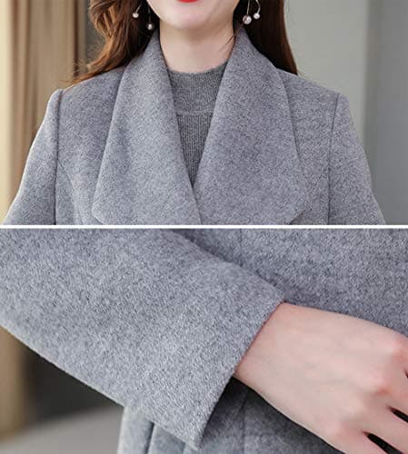 Chic Women's Double Breasted Wool Pea Coat with Shawl Collar