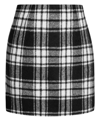 Kate Kasin 2025 High Waisted Casual Plaid Pencil Skirt for Women — Black