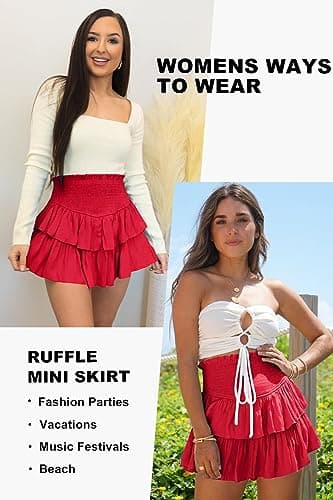 High Waist Ruffle Mini Skirt with Shorts Underneath