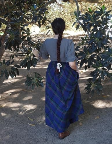 Scarlet Plaid Victorian Maxi Skirt for Women High Waist
